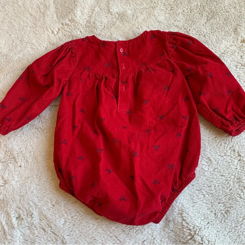 Carter's Corduroy‎ Christmas Bows Baby Romper Size 9 months